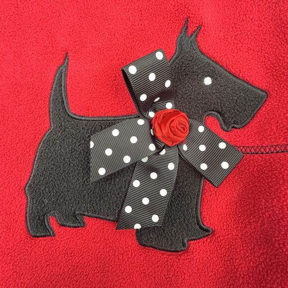 Allison Ann Red Coat 6X Girls Black Cuffs Scottie Dog Front Snap Vintage - Picture 6 of 9